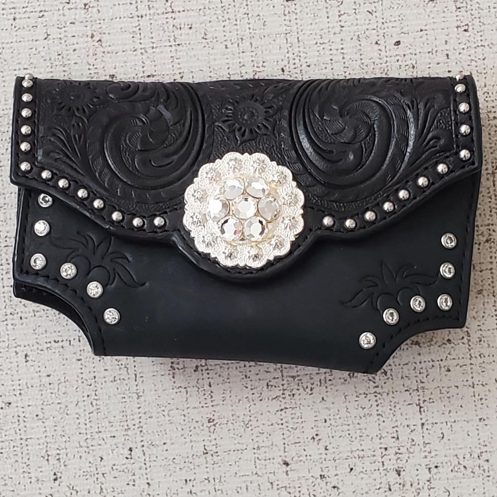 Nocona Black Phone Case with Silver Accents